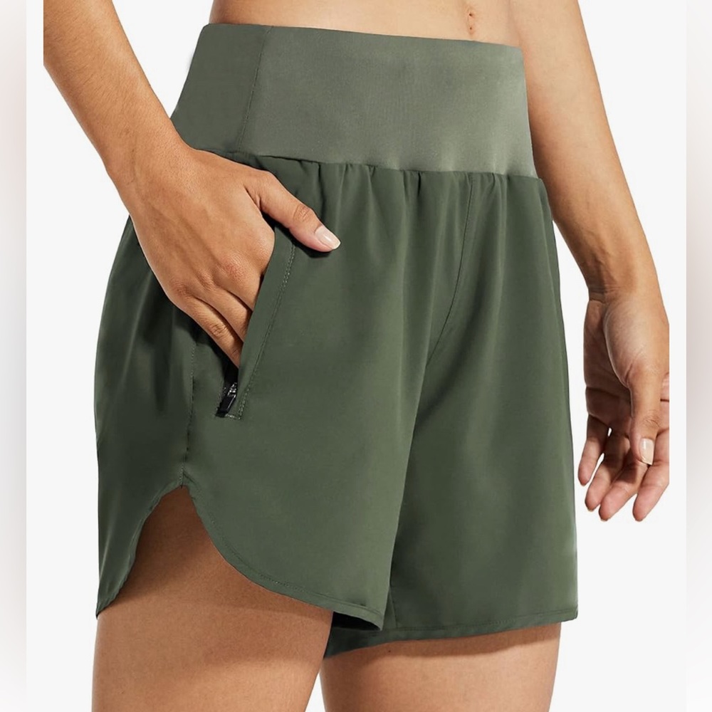 5 Inch Athletic Shorts Army green Quick Dry Shorts with Liner